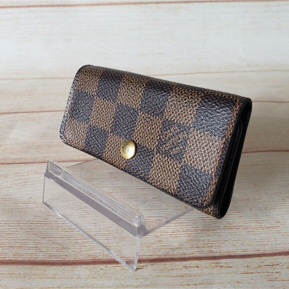 Authentic Louis Vuitton Damier Ebene 4 Key Holder Brown Unisex Designer Luxury - Picture 1 of 16